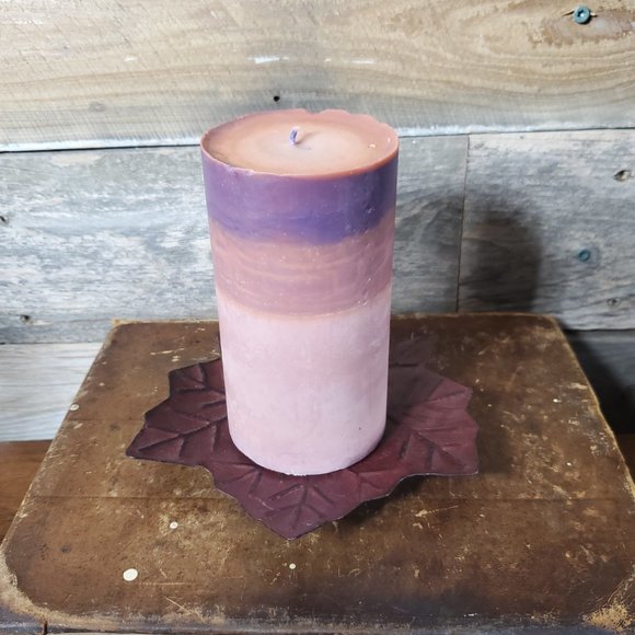 Maple Leaf Footed Candle Holder with 3-inch Handmade Pillar Candle - Picture 6 of 7